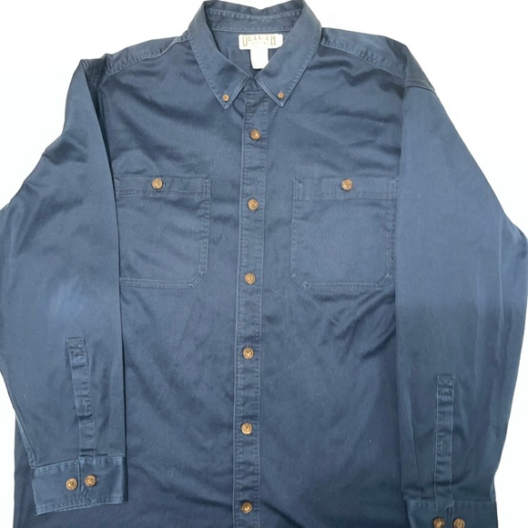 Duluth Trading Co Navy Casual Button Down Shirt - Picture 1 of 5